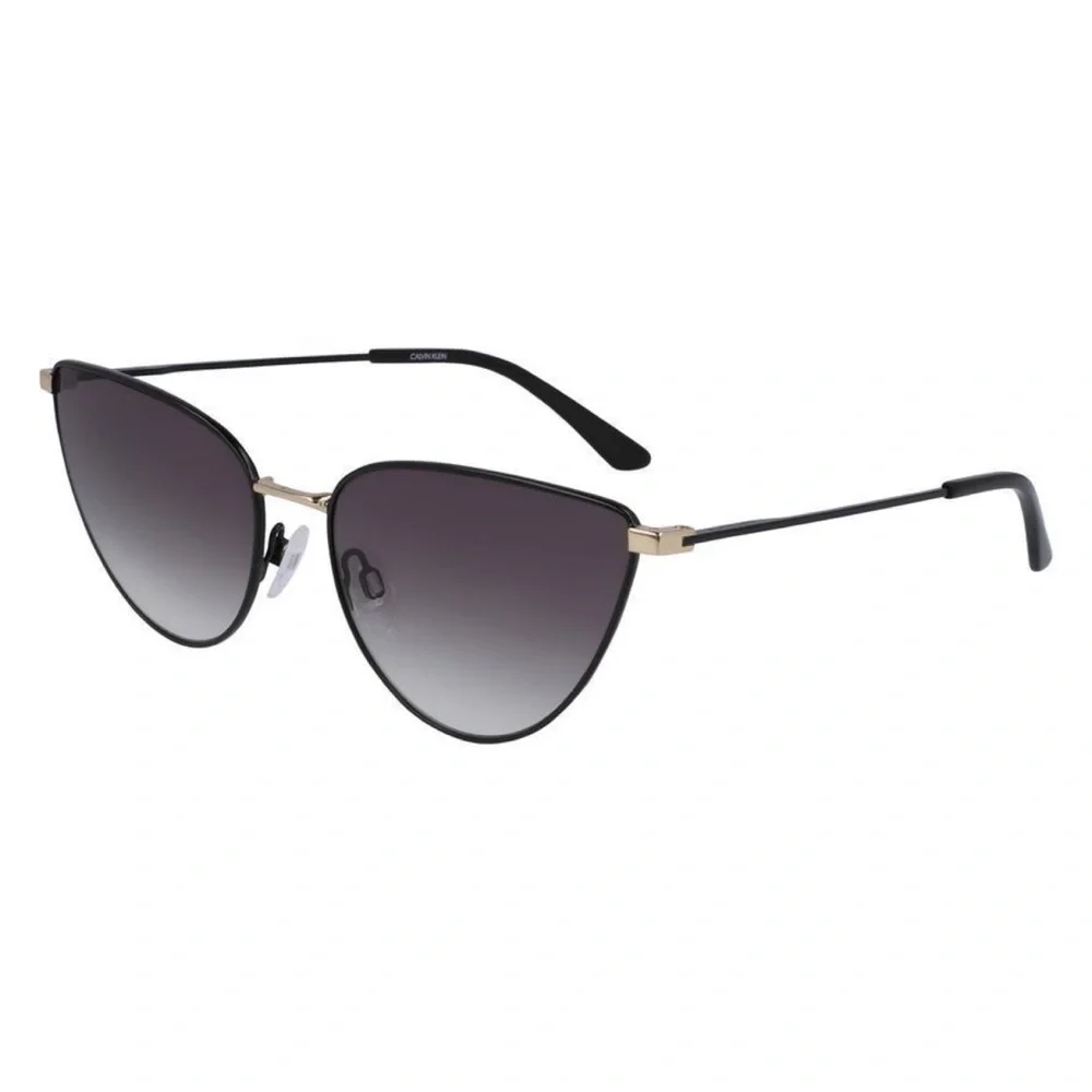 Calvin Klein Polarized Cat Eye Retro 50s Vintage Designer Sunglasses Black Gold - Picture 1 of 6